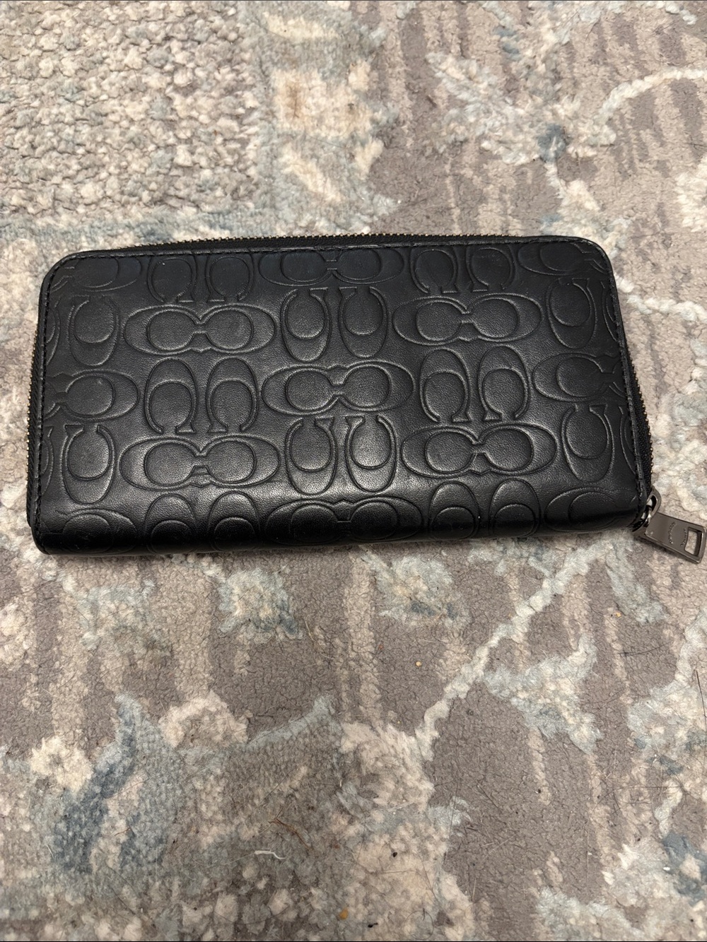 Coach Black Embossed Signature Zip Wallet